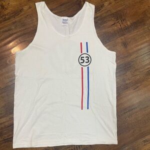 Gildan V.W White Tank Top with Red and Blue Stripes